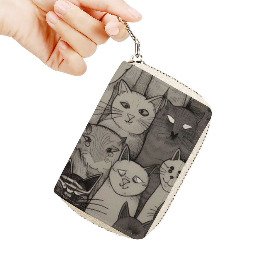 Cat Print  Zipper Card Holder