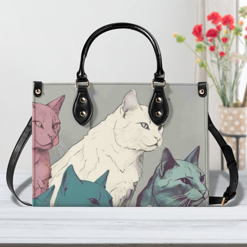 Cat Print  New Version-Luxury Women PU Leather Handbag