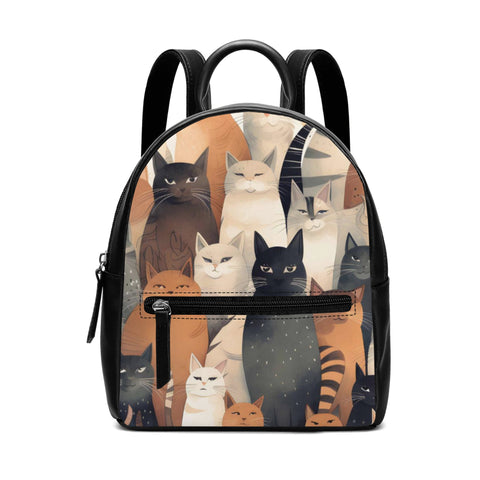 Cat Print  Cute PU Backpack