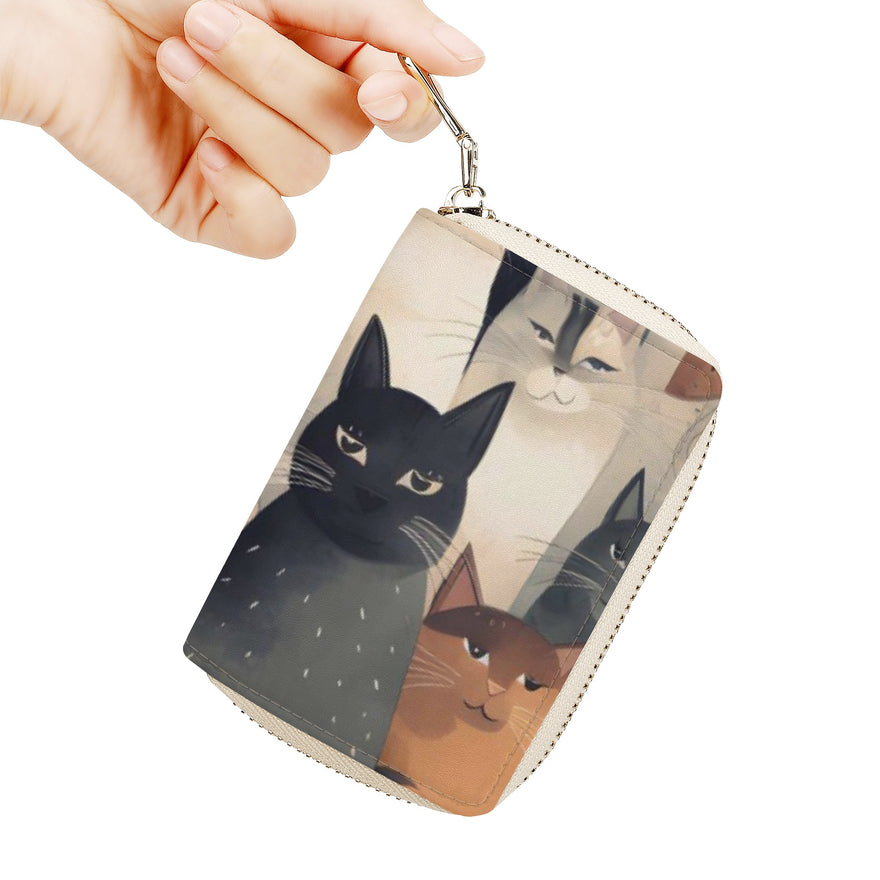Cat Print  Zipper Card Holder