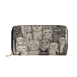 Cat Print  PU Leather Zipper Wallet