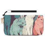 Cat Print  Leather Zipper Wristlet Wallet