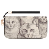 Cat Print  Leather Zipper Wristlet Wallet