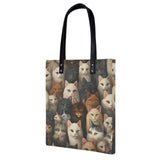 Cat Print  PU Leather Handbags