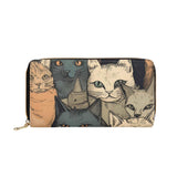 Cat Print  PU Leather Zipper Wallet