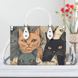 Cat Print  New Version-Luxury Women PU Leather Handbag
