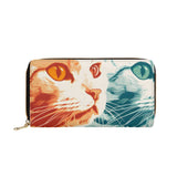 Cat Print  PU Leather Zipper Wallet