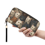 Cat Print  Leather Zipper Wristlet Wallet