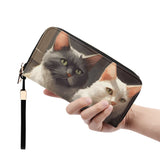 Cat Print  Leather Zipper Wristlet Wallet