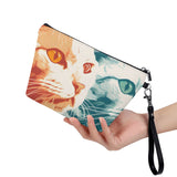 Cat Print  Zipper Sling Make Up Bag