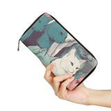 Cat Print  PU Leather Zipper Wallet