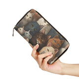 Cat Print  PU Leather Zipper Wallet