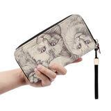 Cat Print  Leather Zipper Wristlet Wallet