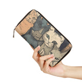 Cat Print  PU Leather Zipper Wallet