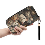 Cat Print  Leather Zipper Wristlet Wallet