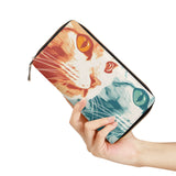 Cat Print  PU Leather Zipper Wallet