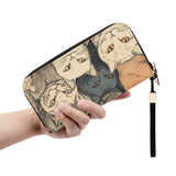 Cat Print  Leather Zipper Wristlet Wallet