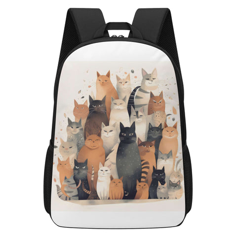 Cat Print  17 Inch School Backpack
