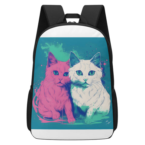 Cat Print  17 Inch School Backpack