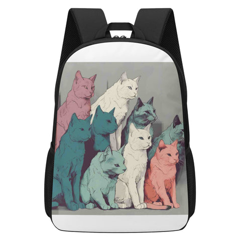 Cat Print  17 Inch School Backpack