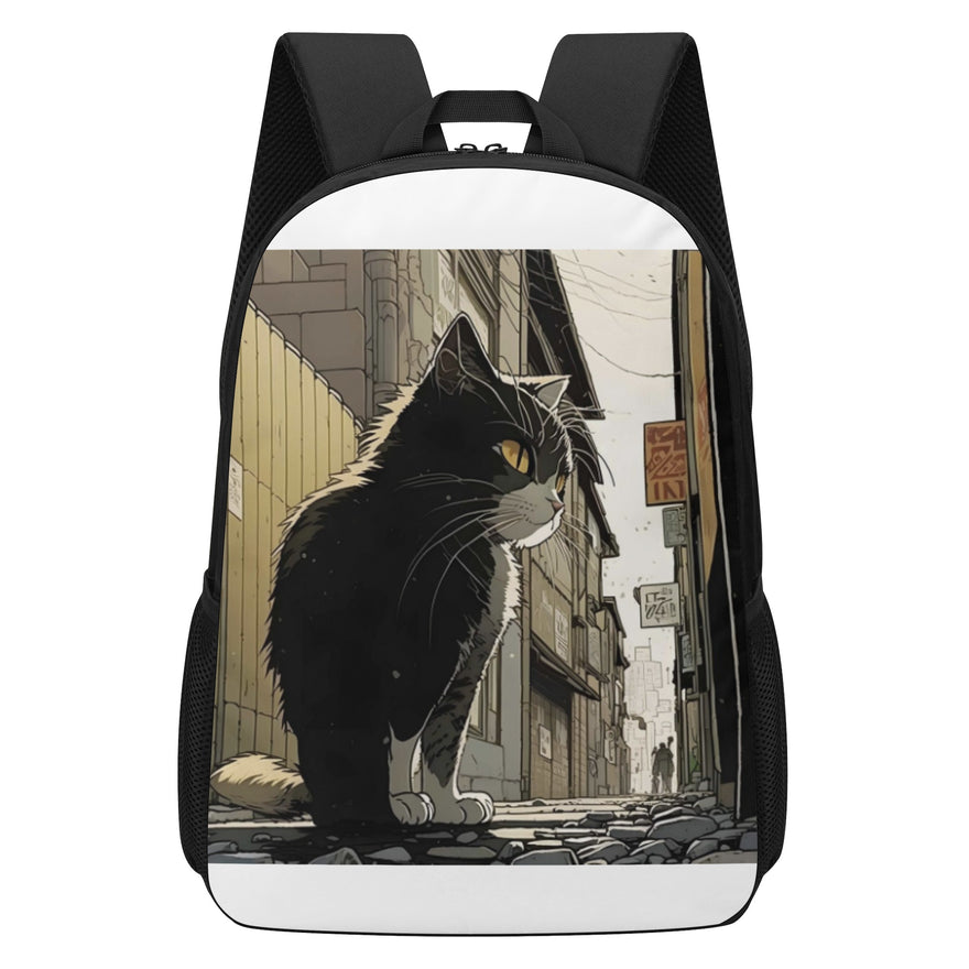 Cat Print  17 Inch School Backpack