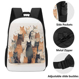 Cat Print  17 Inch School Backpack