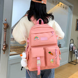 School bag female Korean version of the original student backpack college wind high school four-piece Japanese small fresh new middle school backpack