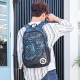 Graffiti three-piece lattice backpack male student bag back Pack casual computer junior high school backpack
