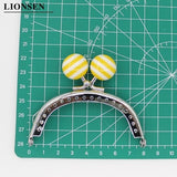 8CM Stripe Beads Silver Metal Purse Frame Handle for Clutch Bag