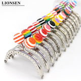 8CM Stripe Beads Silver Metal Purse Frame Handle for Clutch Bag