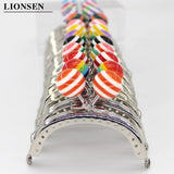 8CM Stripe Beads Silver Metal Purse Frame Handle for Clutch Bag