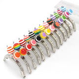 8CM Stripe Beads Silver Metal Purse Frame Handle for Clutch Bag