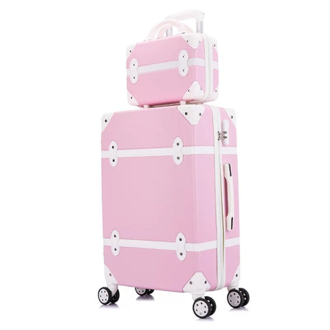 Carrylove women spinner abs retro luggage 20"22"24"26" trolley bag