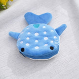 Cute Blue Small Whales Coin Purse Plush Zipper Coin Wallet Shark Shape