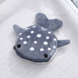 Cute Blue Small Whales Coin Purse Plush Zipper Coin Wallet Shark Shape