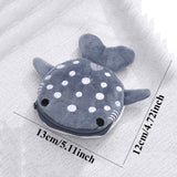 Cute Blue Small Whales Coin Purse Plush Zipper Coin Wallet Shark Shape