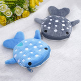 Cute Blue Small Whales Coin Purse Plush Zipper Coin Wallet Shark Shape
