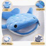 Cute Blue Small Whales Coin Purse Plush Zipper Coin Wallet Shark Shape
