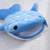 Cute Blue Small Whales Coin Purse Plush Zipper Coin Wallet Shark Shape