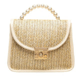 Cyflymder Women Bag High-quality Pearl Bohemia Summer Girl Bag Pastoral Wind Woven Bag Retro Hand-held Straw Bag Fashion Sidebag