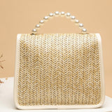 Cyflymder Women Bag High-quality Pearl Bohemia Summer Girl Bag Pastoral Wind Woven Bag Retro Hand-held Straw Bag Fashion Sidebag