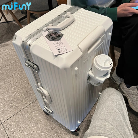 MIFUNY Travel Luggage with Cup Holder Aluminum Frame Suitcase Large