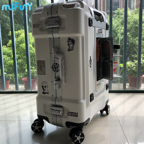 Mifuny Aluminum Frame Trolley Case With Cup Holder Male Travel