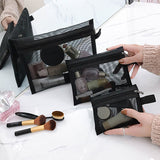 New Mesh Transparent Cosmetic Bags Small Large Clear Black Makeup Bag