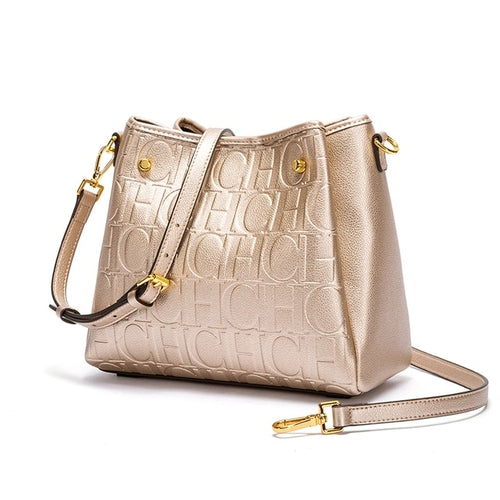 New Pu Bucket Bag Fashion Stitching Wild Messenger Brand Women's