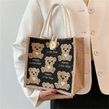 Little bear linen handbag women's outing hand bag net red ins Japanese small shoulder bag student shoulder bag trend
