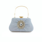 Hengmei Chaozhou factory direct supply fashion dinner bag ladies pleated craft rhinestone bag banquet wedding party bag