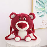 Cartoon Cute Strawberry Bear Plush Doll Messenger Bag Student Mobile Phone Shoulder Bag Doll Satchel Bag Backpack