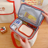 Cyflymder Kawaii Bear Lunch Bags For Women Kids Girl Cute Korean Canvas Insulated Portable Picnic Tote Food Storage Bags For Office Lady