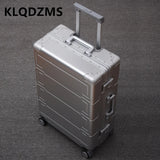 KLQDZMS 20"24"26"28" Inch Multifunctional All-Metal Aluminum-Magnesium Alloy Suitcase Unisex Cabin Lightweight Carry-On Luggage